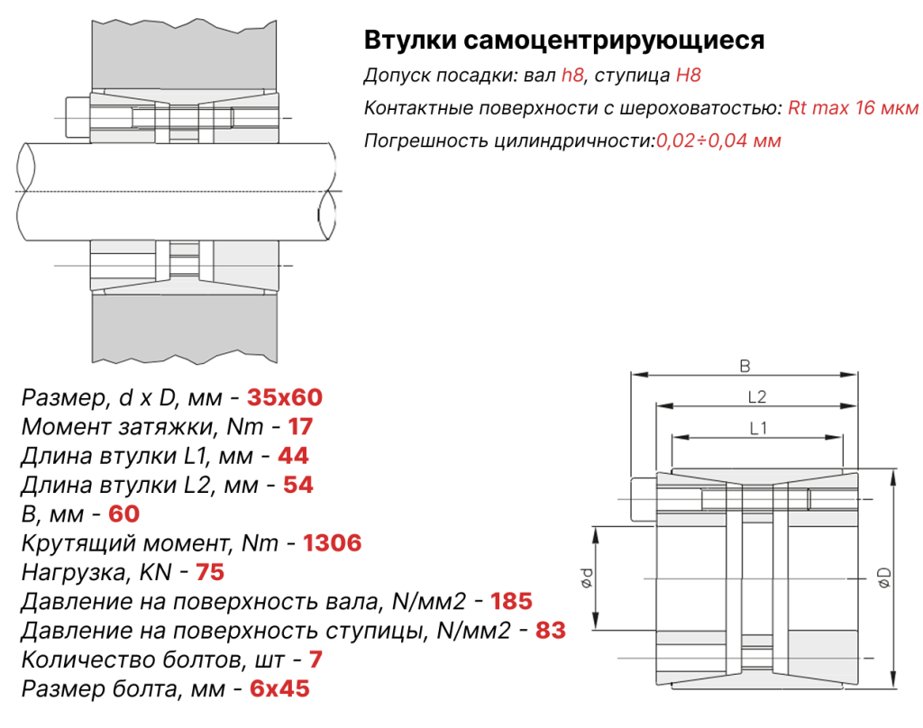 Чертеж втулка зажимная 35х60